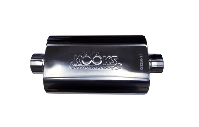 2-1/2 in. Oval Center/Center Muffler 12 in. Long Body<br>Polished Stainless Steel