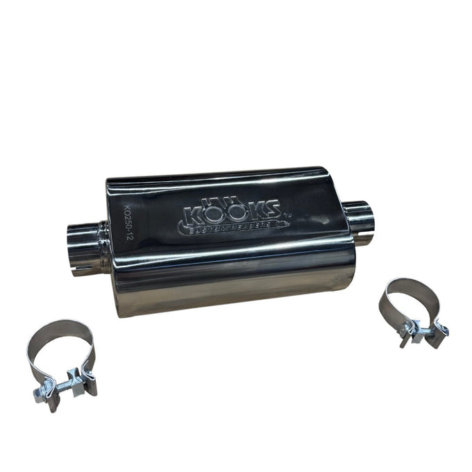 2-1/2 in. Oval Clamp In Muffler 12 in. Long Body<br>Polished Stainless Steel