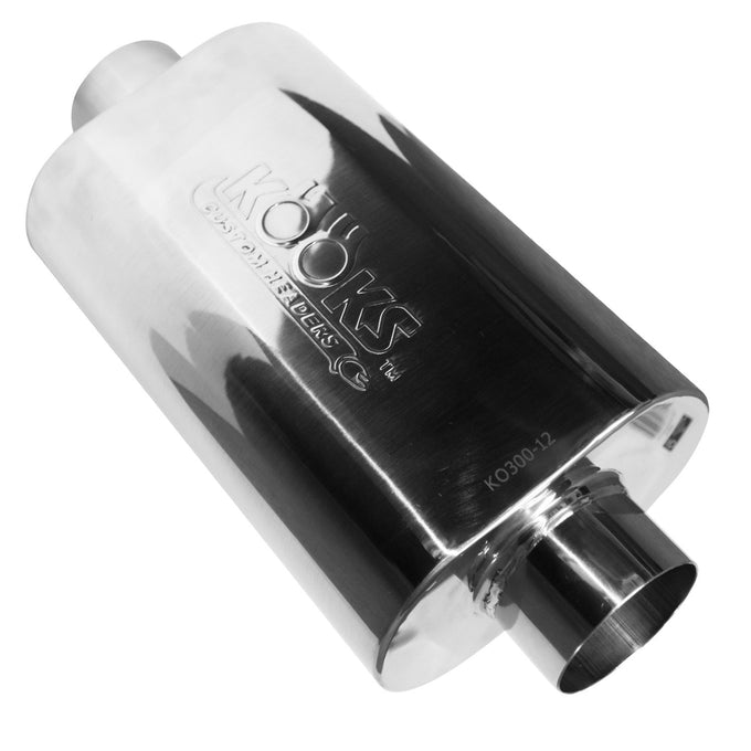 3 in. Oval Center/Center Muffler 12 in. Long Body<br>Polished Stainless Steel