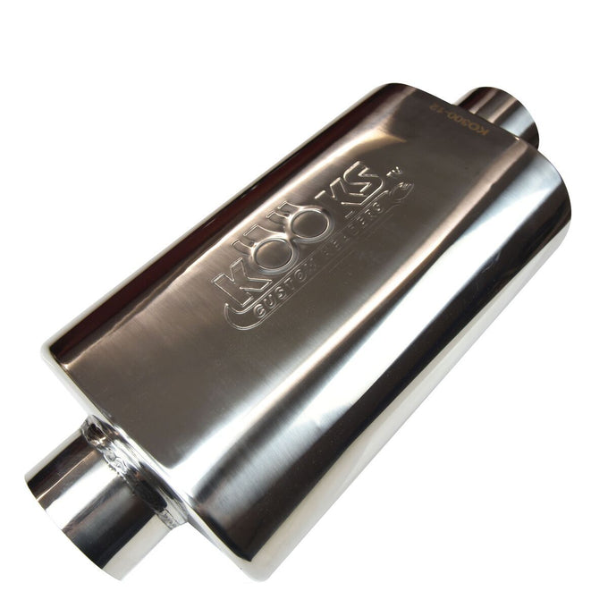 3 in. Oval Center/Center Muffler 12 in. Long Body<br>Polished Stainless Steel