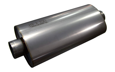 3 in. Oval Center/Center Muffler 18 in. Long Body<br>Polished Stainless Steel