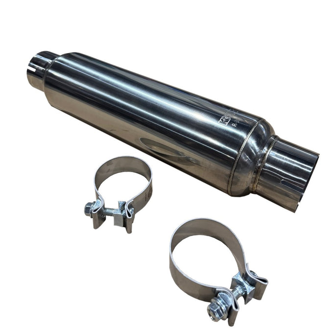 3 in. Round Clamp In Muffler 14 in. Long<br>Polished Stainless Steel