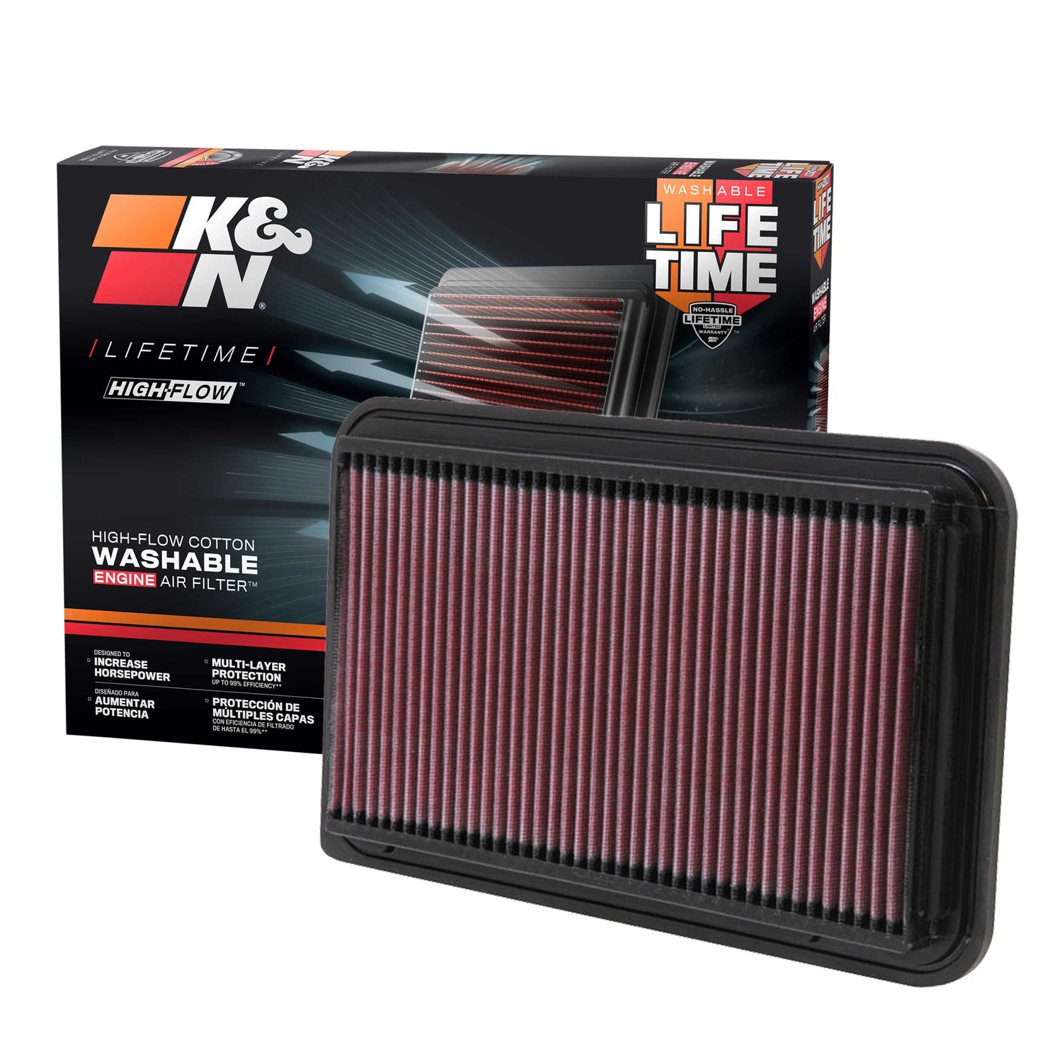 High-Flow Drop-In Replacement Air Filter <br> 02-03 Lexus ES300, 02-11 Toyota Camry, 01-13 Highlander