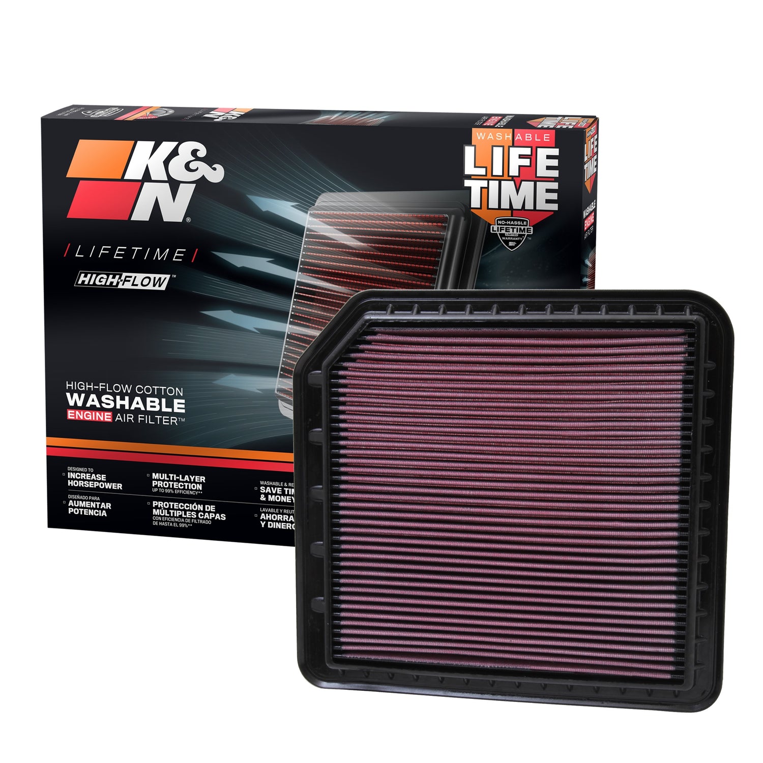 High-Flow Drop-In Replacement Air Filter <br> 11-13 INFINITI QX56, 14-24 QX80, 17-24 Nissan Armada