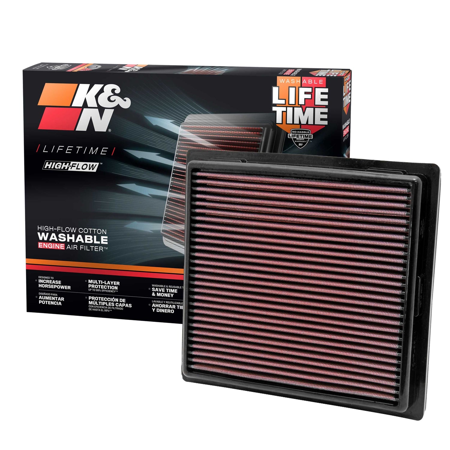 High-Flow Drop-In Replacement Air Filter <br> 11-21 Jeep Grand Cherokee, 11-25 Dodge Durango, 2022 WK