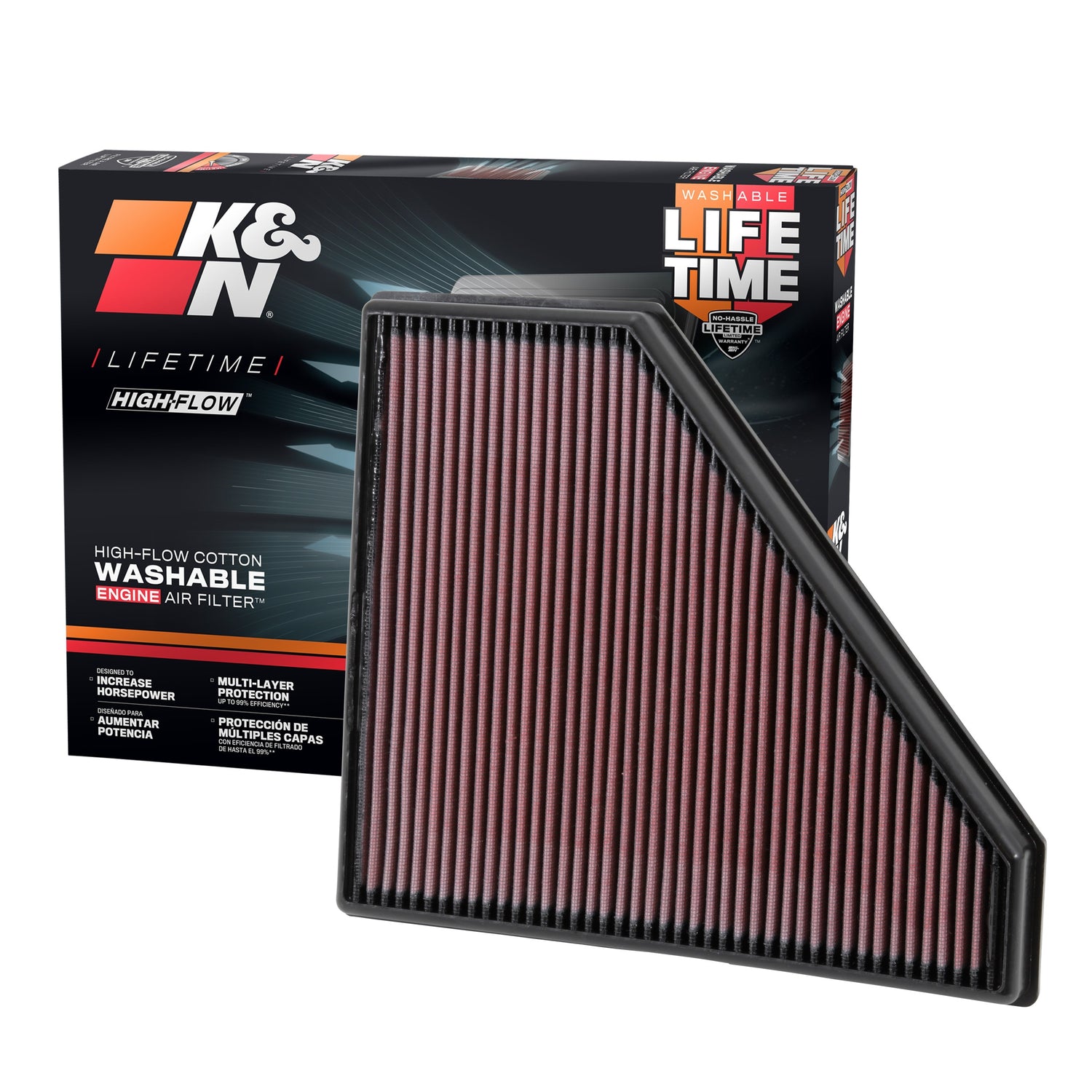 High-Flow Drop-In Replacement Air Filter <br> 16-24 Chevy Camaro, 13-19 Cadillac ATS, 14-19 CTS