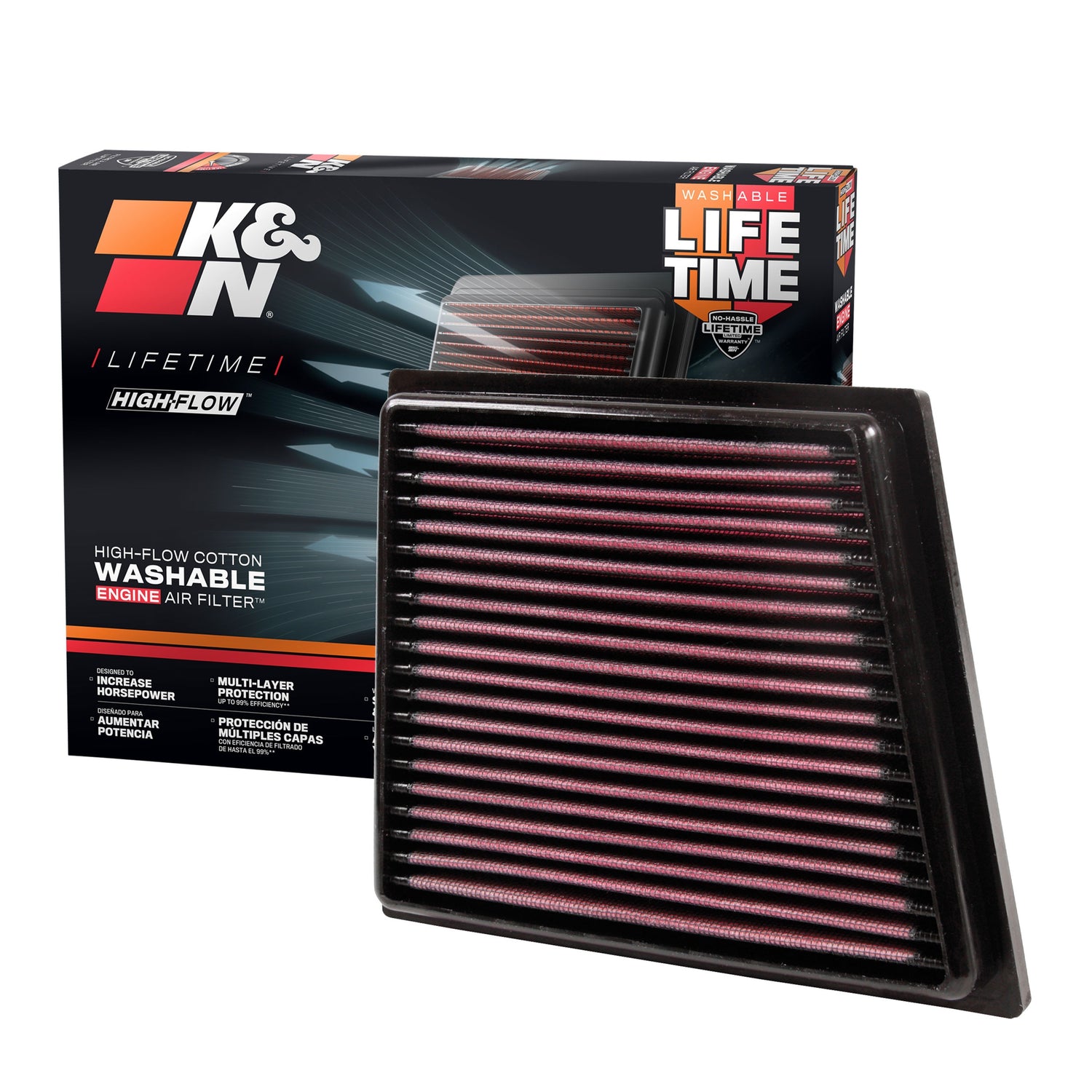 High-Flow Drop-In Replacement Air Filter <br> 09-19 Ford Fiesta, 14-15 Fiesta Ikon, 16-18 Figo
