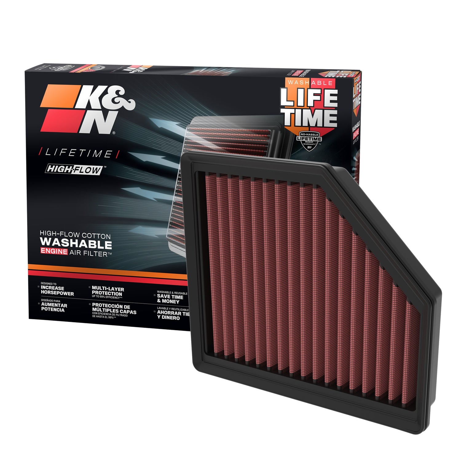 High-Flow Drop-In Replacement Air Filter <br> 21-25 Nissan Rogue, 22-24 MIT Outlander, 23-24 X-Trail