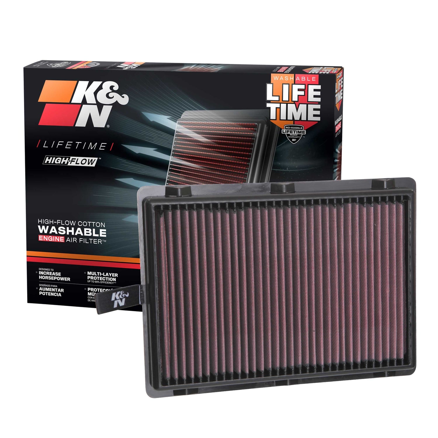High-Flow Drop-In Replacement Air Filter <br> 15-24 Kia Sedona Sorento Hyundai Santa Fe Sport