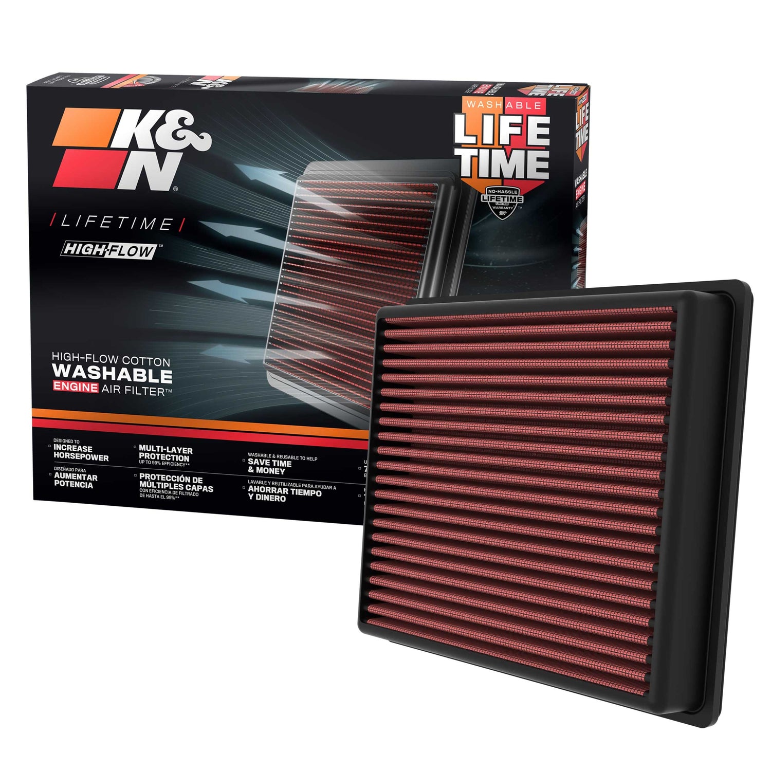 High-Flow Drop-In Replacement Air Filter <br> 22-25 Toyota Tundra, 23-25 Sequoia