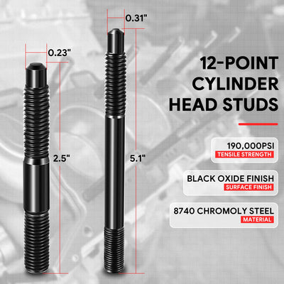 12-Point Cylinder Head Stud Kit <br> 04-20 Chevy / GMC 4.8, 5.3, 5.7, 6.0L Gas Flex LS Engines