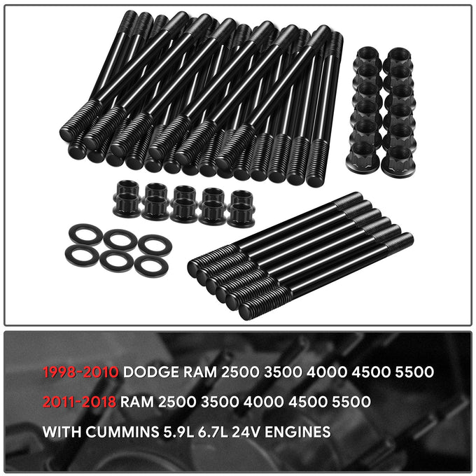 12-Point Cylinder Head Stud Kit <br> 98-18 Dodge Ram 2500 3500 4500 5500 5.9L 6.7L 24V