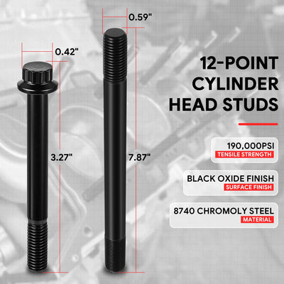 12-Point Cylinder Head Stud Kit <br> 08-10 Ford F-250 F350 F-450 F-550 Super Duty 6.4L