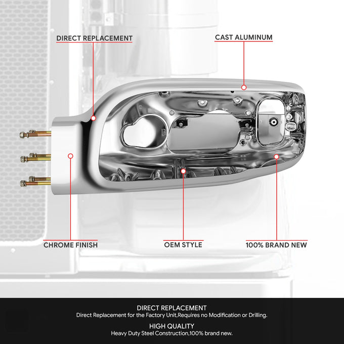 Factory Style Aluminum Headlight Housings<br>14-18 Peterbilt 367, 14-15 567, 06-15 388