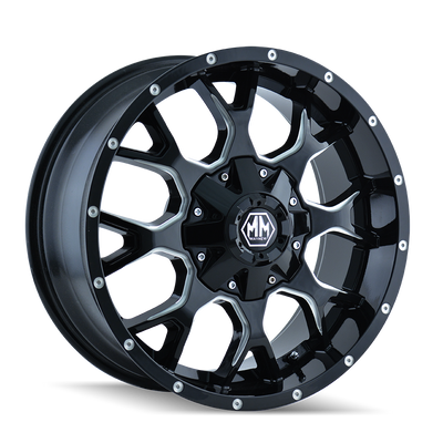 Warrior 8015 Black w/ Milled Spokes Wheel <br> 11-26 Chevy Silverado GMC Sierra 2500 3500 HD
