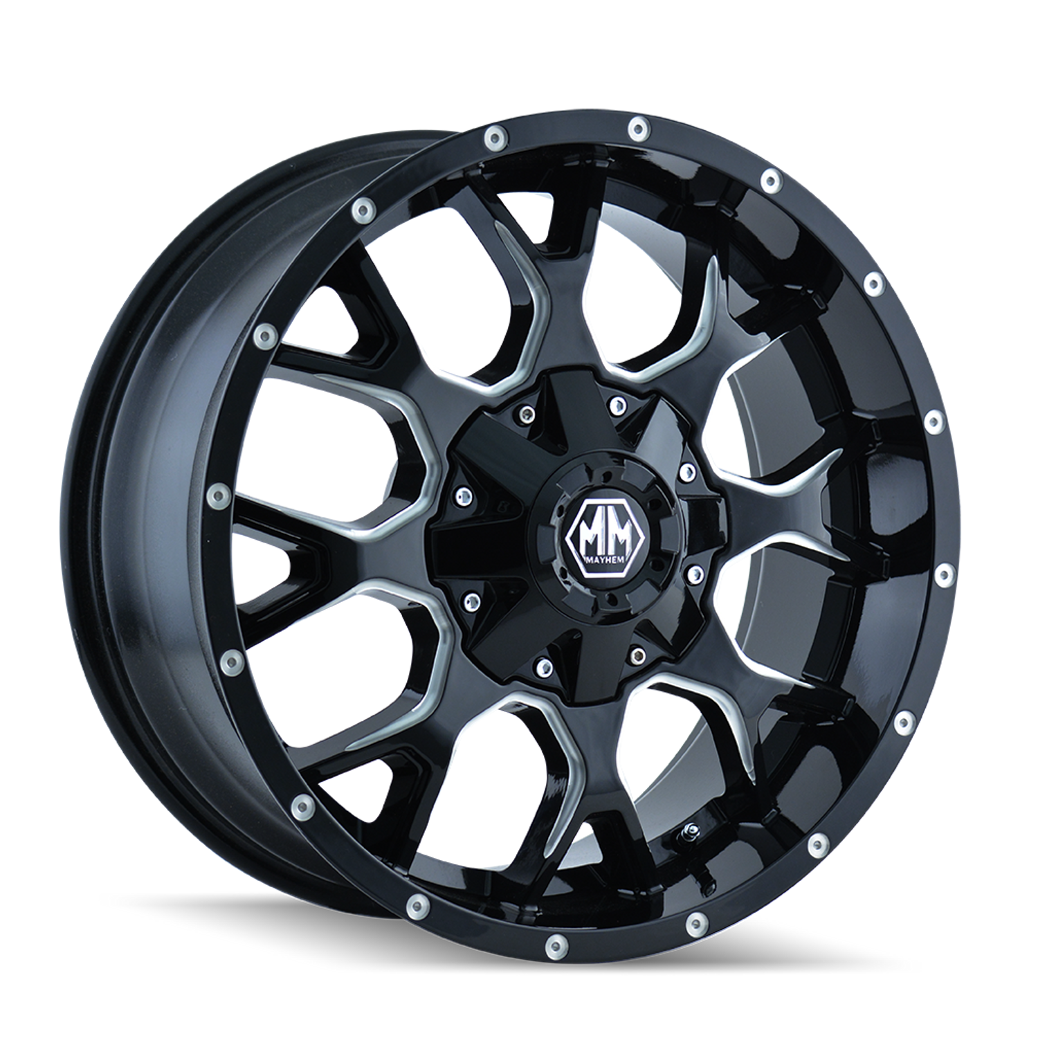 Warrior 8015 Black w/ Milled Spokes Wheel <br> 17x7.5 / 5x108 BP / 40mm Offset / 72.62mm Hub