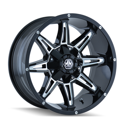 Rampage 8090 Black w/ Milled Spokes Wheel <br> 20x10 / 6x135 BP / -25mm Offset / 106mm Hub