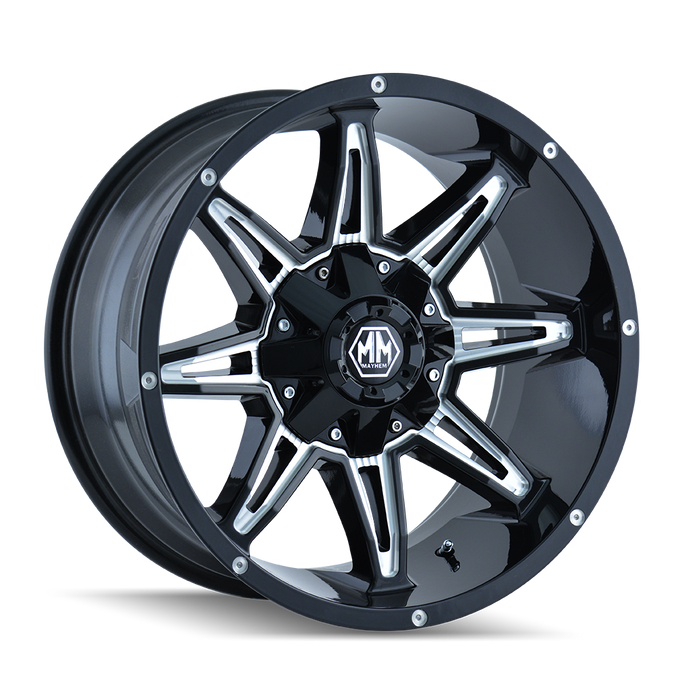 Rampage 8090 Black w/ Milled Spokes Wheel <br> 17x9 / 5x114.3 BP / 18mm Offset / 87mm Hub
