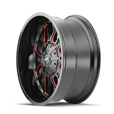 Cogent 8107 Black w/ Prism Red Wheel <br> 22x10 / 8x165.1 BP / -19mm Offset / 130.8mm Hub