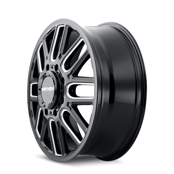 Cogent 8107D Dually Black w/Milled Spokes Wheel <br> 11-26 Chevy Silverado GMC Sierra 3500 HD