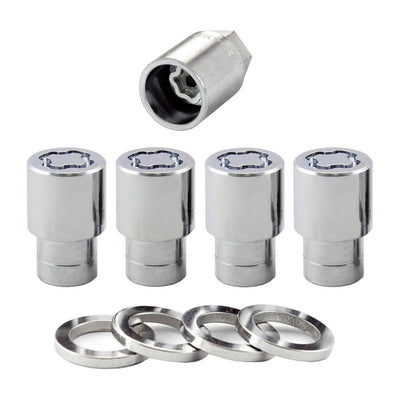 4-Pack Regular Shank Exposed Wheel Lock Nuts <br> 1/2-20 Thread, 3/4 & 13/16in Dual Hex x 1.38in L