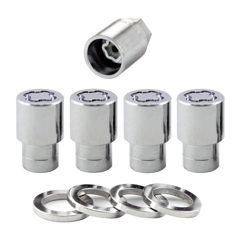 4-Pack Regular Shank Exposed Wheel Lock Nuts <br> 7/16-20 Thread, 3/4 & 13/16in Dual Hex x 1.38in L
