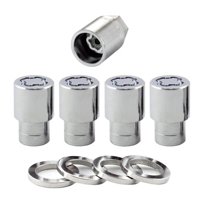 4-Pack Regular Shank Exposed Wheel Lock Nuts <br> 7/16-20 Thread, 3/4 & 13/16in Dual Hex x 1.38in L