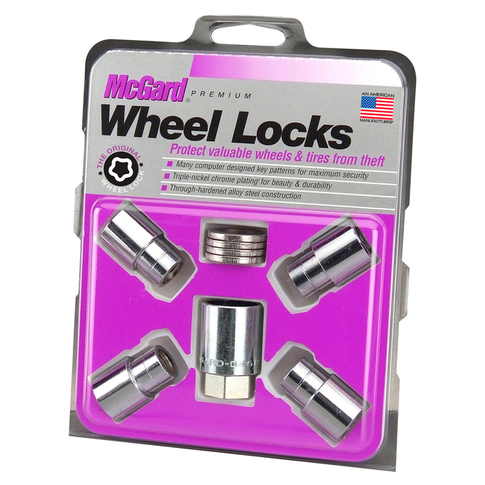 4-Pack Regular Shank Exposed Wheel Lock Nuts <br> M12 x 1.25 Thread, 19 & 21mm Dual Hex x 1.38in L