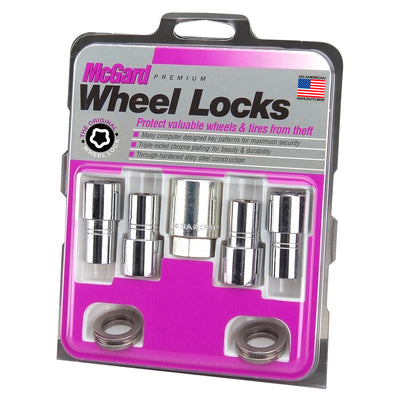 4-pack Long Shank Seat Exposed Wheel Lock Nuts <br> 1/2-20 Thread, 3/4 & 13/16in Dual Hex x 1.75in L