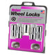 4-pack Long Shank Seat Exposed Wheel Lock Nuts <br> 7/16-20 Thread, 3/4 & 13/16in Dual Hex x 1.75in L