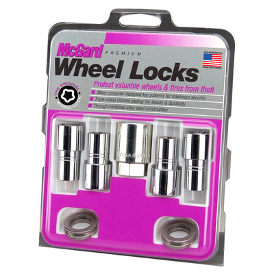 4-pack Long Shank Seat Exposed Wheel Lock Nuts <br> 7/16-20 Thread, 3/4 & 13/16in Dual Hex x 1.75in L