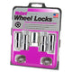 4-pack Long Shank Seat Exposed Wheel Lock Nuts <br> M12 x 1.5 Thread, 19 & 21mm Dual Hex x 1.75in L