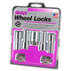 4-pack X-Long Shank Seat Exposed Wheel Lock Nuts <br> 1/2-20 Thread, 3/4 & 13/16in Dual Hex x 2.165in L