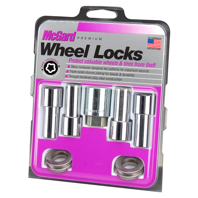 4-pack X-Long Shank Seat Exposed Wheel Lock Nuts <br> M12 x 1.5 Thread, 19 & 21mm Dual Hex x 2.165in L