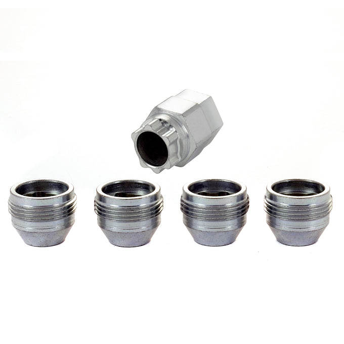 Cone Seat Under Hub Cap Style Wheel Locks <br> M12 x 1.5 Thread, 19 & 21mm Dual Hex x 0.775in L