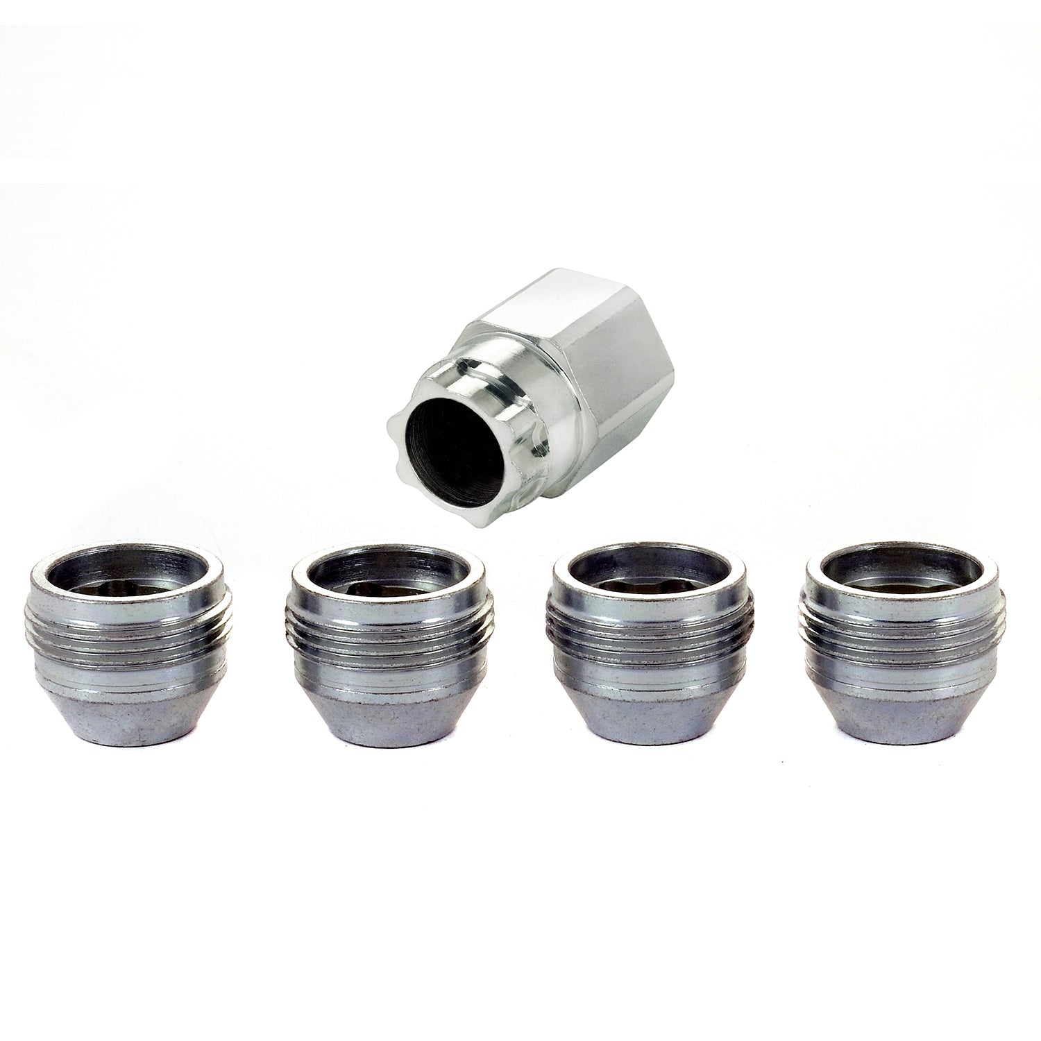 4-Pack Cone Seat Under Hub Cap Wheel Lock Nuts <br> M14 x 1.5 Thread, 22mm Hex x 0.893in L