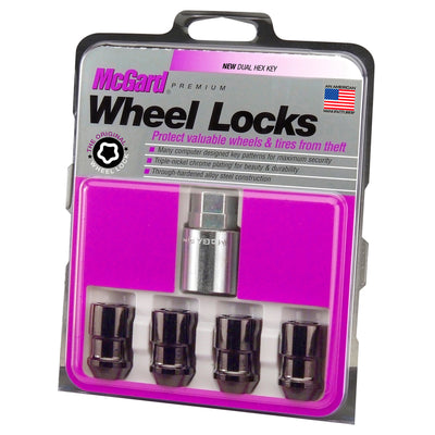 4-Pack Cone Seat Exposed Wheel Locks <br> 1/2-20 Thread, 3/4 & 13/16 Dual Hex x 1.46in L