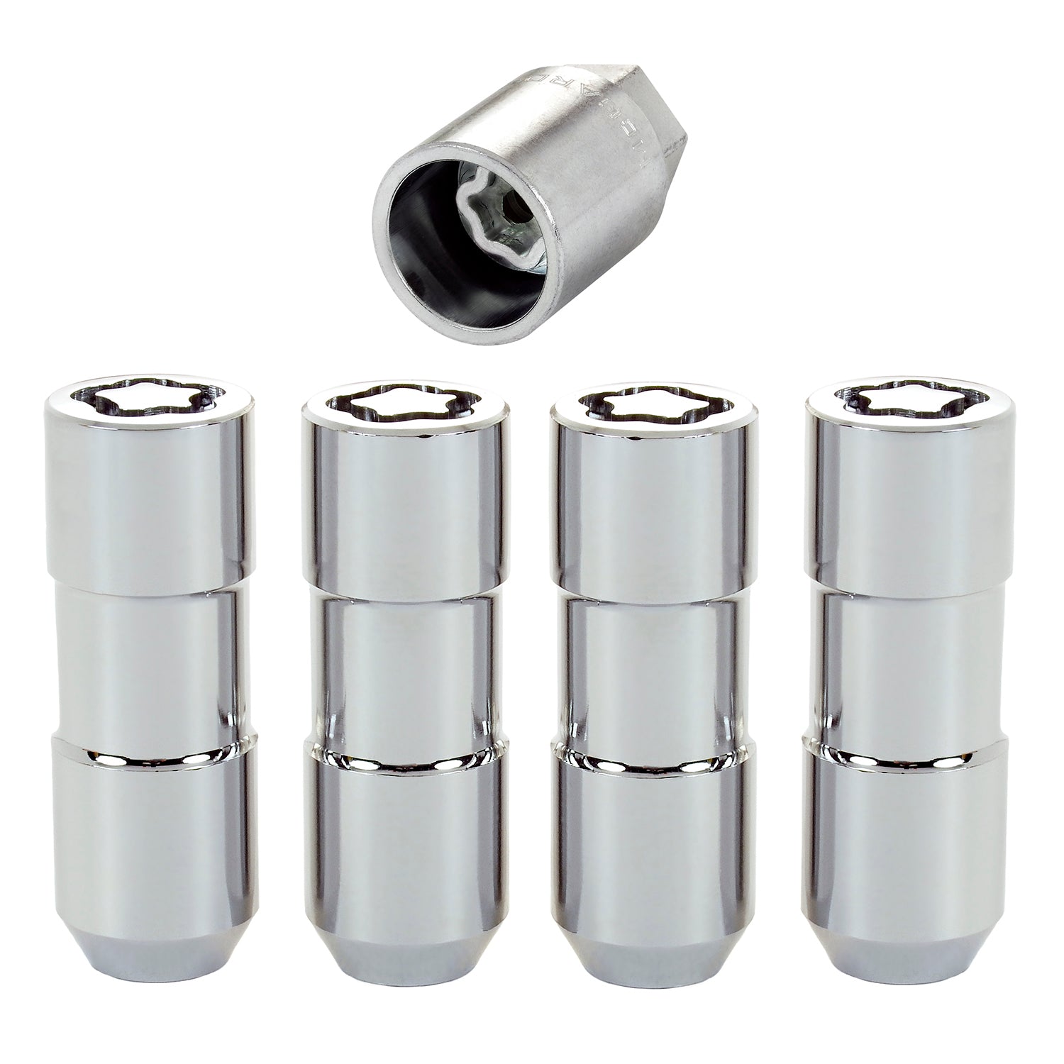 4-pack Cone Seat Exposed Style Wheel Locks <br> 1/2-20 Thread, 7/8in Hex x 2.50in L
