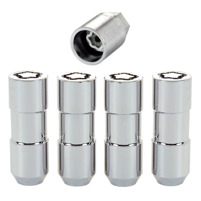 4-pack Cone Seat Exposed Style Wheel Locks <br> 1/2-20 Thread, 7/8in Hex x 2.50in L