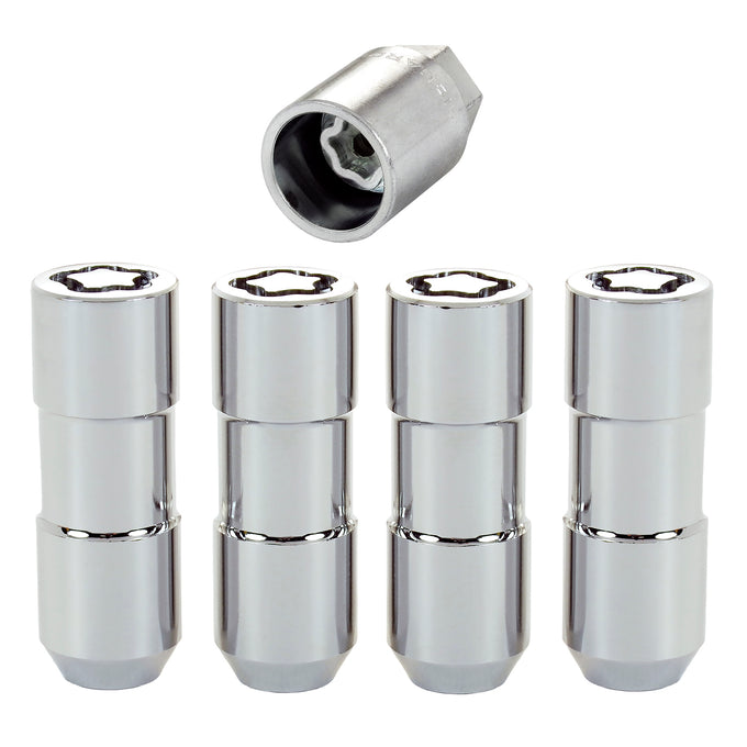4-pack Cone Seat Exposed Style Wheel Locks <br> 1/2-20 Thread, 7/8in Hex x 2.50in L