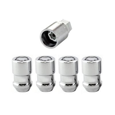 4-Pack Cone Seat Exposed Wheel Lock Nuts <br> 1/2-20 Thread, 3/4 & 13/16in Dual Hex x 1.46in L