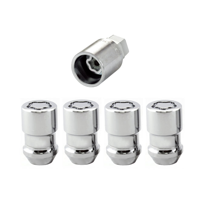 4-Pack Cone Seat Exposed Wheel Lock Nuts <br> 1/2-20 Thread, 3/4 & 13/16in Dual Hex x 1.46in L