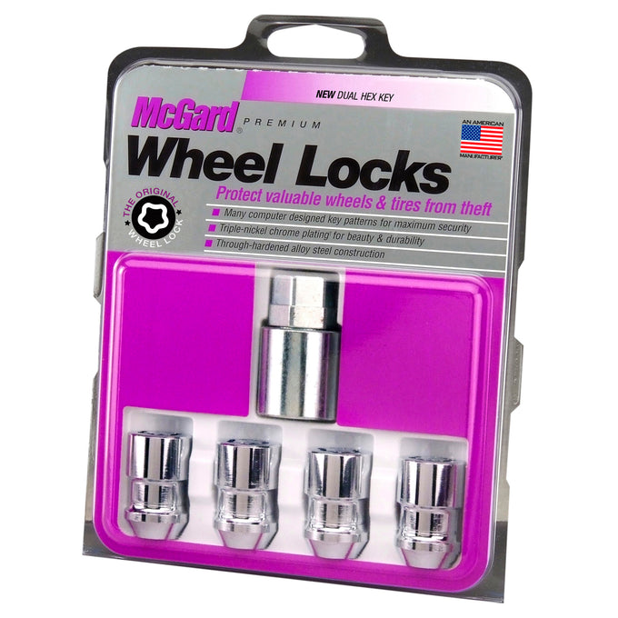 4-Pack Cone Seat Exposed Wheel Lock Nuts <br> 1/2-20 Thread, 3/4 & 13/16in Dual Hex x 1.46in L