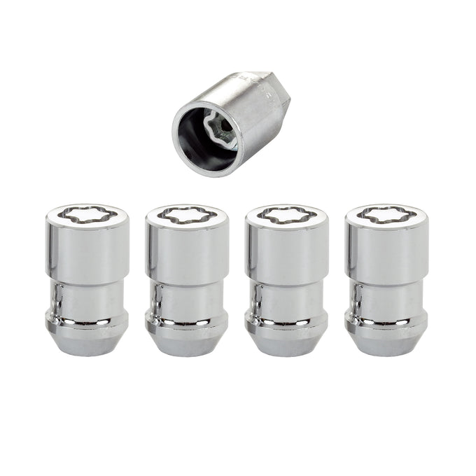 4-Pack Cone Seat Exposed Wheel Lock Nuts <br> 1/2-20 RH-LH x 3/4 & 13/16in Dual Hex x 1.46in L