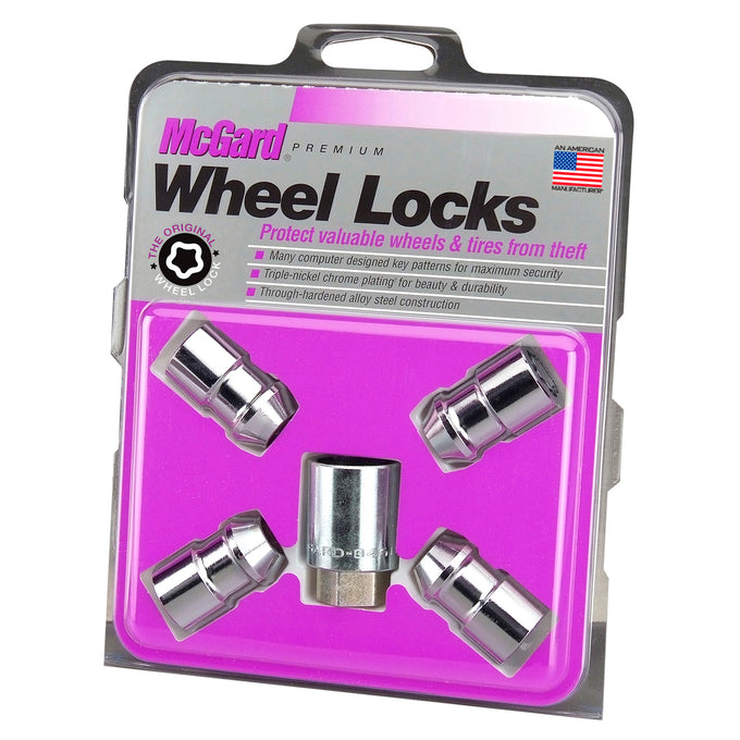 4-Pack Cone Seat Exposed Wheel Lock Nuts <br> 1/2-20 RH-LH x 3/4 & 13/16in Dual Hex x 1.46in L