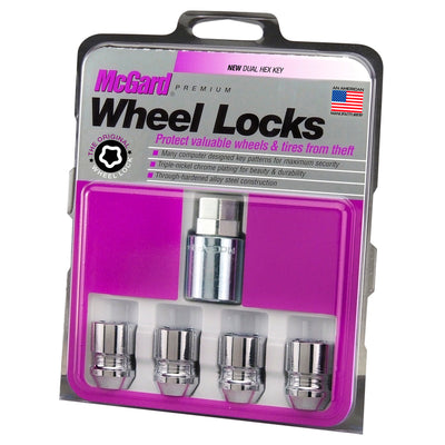 4-Pack Cone Seat Exposed Wheel Lock Nuts <br> M12 x 1.25 Thread, 19 & 21mm Dual Hex x 1.28in L