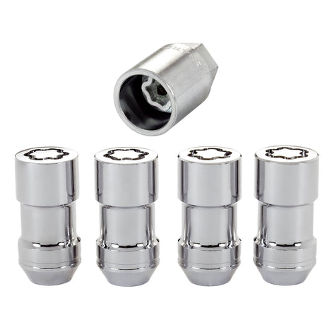 Cone Seat Exposed Style Wheel Locks <br> M12 x 1.75 Thread, 19 & 21mm Dual Hex x 1.815in L