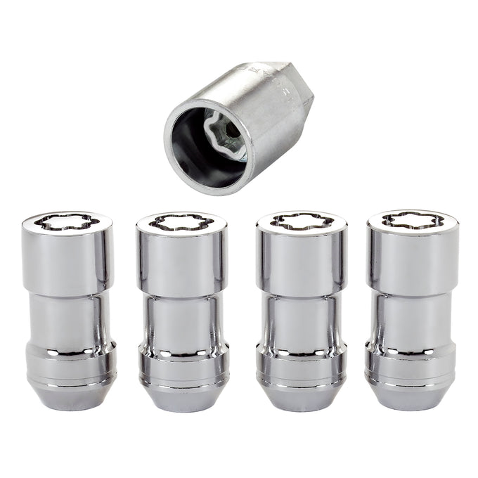 Cone Seat Exposed Style Wheel Locks <br> M12 x 1.75 Thread, 19 & 21mm Dual Hex x 1.815in L