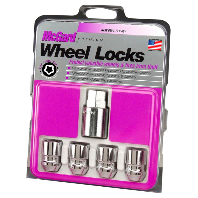 4-Pack Cone Seat Exposed Wheel Lock Nuts <br> 1/2-20 Thread, 3/4 & 13/16 Dual Hex x 1.28in L