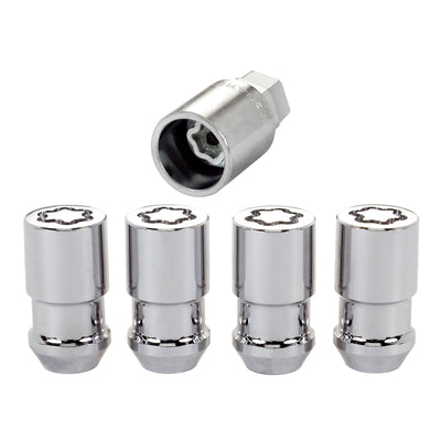 4-Pack Cone Seat Exposed Wheel Lock Nuts <br> 1/2-20 Thread, 3/4 & 13/16 Dual Hex x 1.66in L